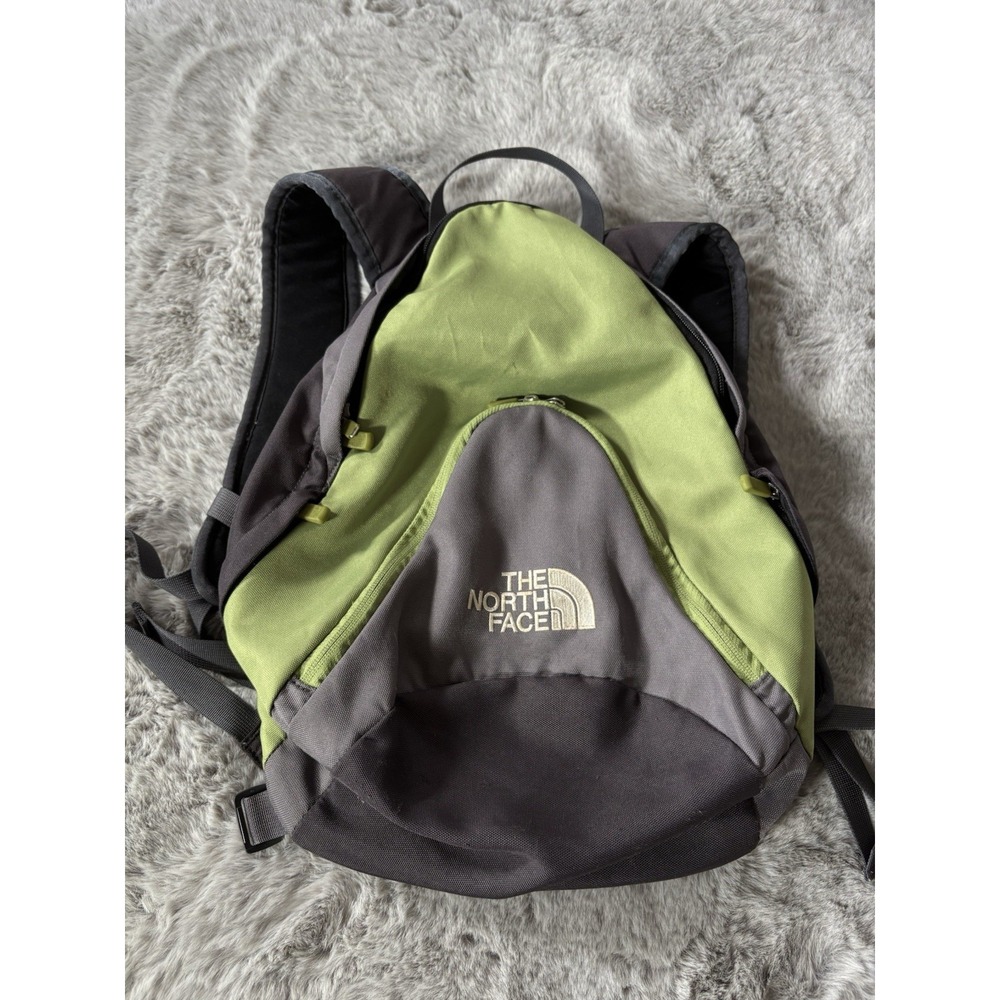 Northface Youth Backpack Green Black And Gray Pandora